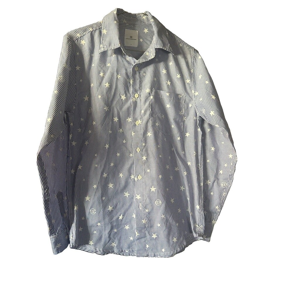 Uniform Experiment Star Print Oxford Button-Down Shirt Size 2 - Blue/White
